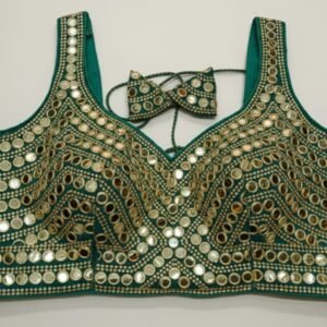 dazzling rani pink mirror work sleeveless blouse (copy)