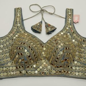 dazzling rani pink mirror work sleeveless blouse (copy)