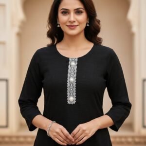 black tie dye print and embroidered anarkali kurta