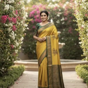 🌸 product description: dual tone floral printed sarees with metallic border (copy)