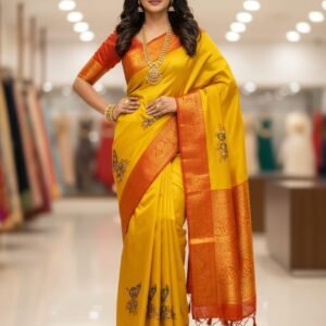 💜 regal mustard yellow and purple kanjivaram saree (copy)