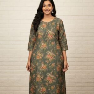 abstract blue printed a line kurti (copy)