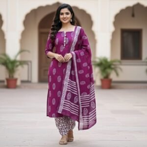 maroon & gold printed kurta set (copy)