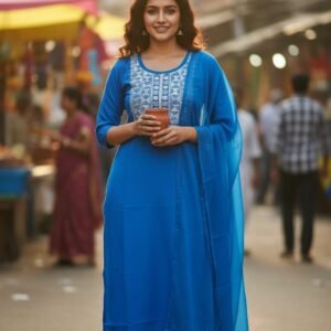 maroon a line kurta with embellishment (copy)