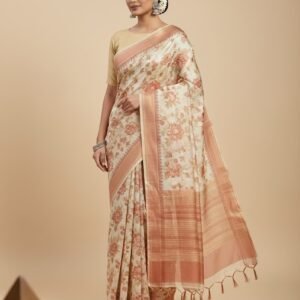 ๐ผ luminous pale yellow floral saree with gold zari (copy)