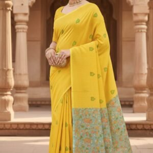 π radiant mustard/lemon yellow saree π