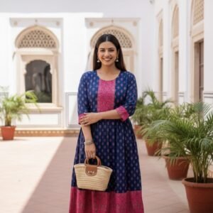 dark blue anarkali style kurti