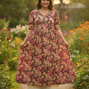 floral print kurta (embroidered neckline) (copy)