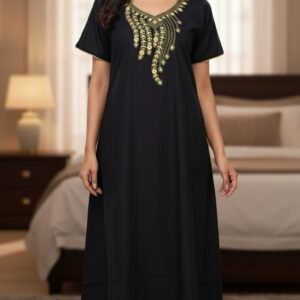 classic cotton nightgown with elegant white embroidery