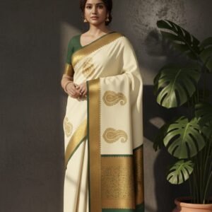 🌟cream and lavender silk saree 🌟 (copy)